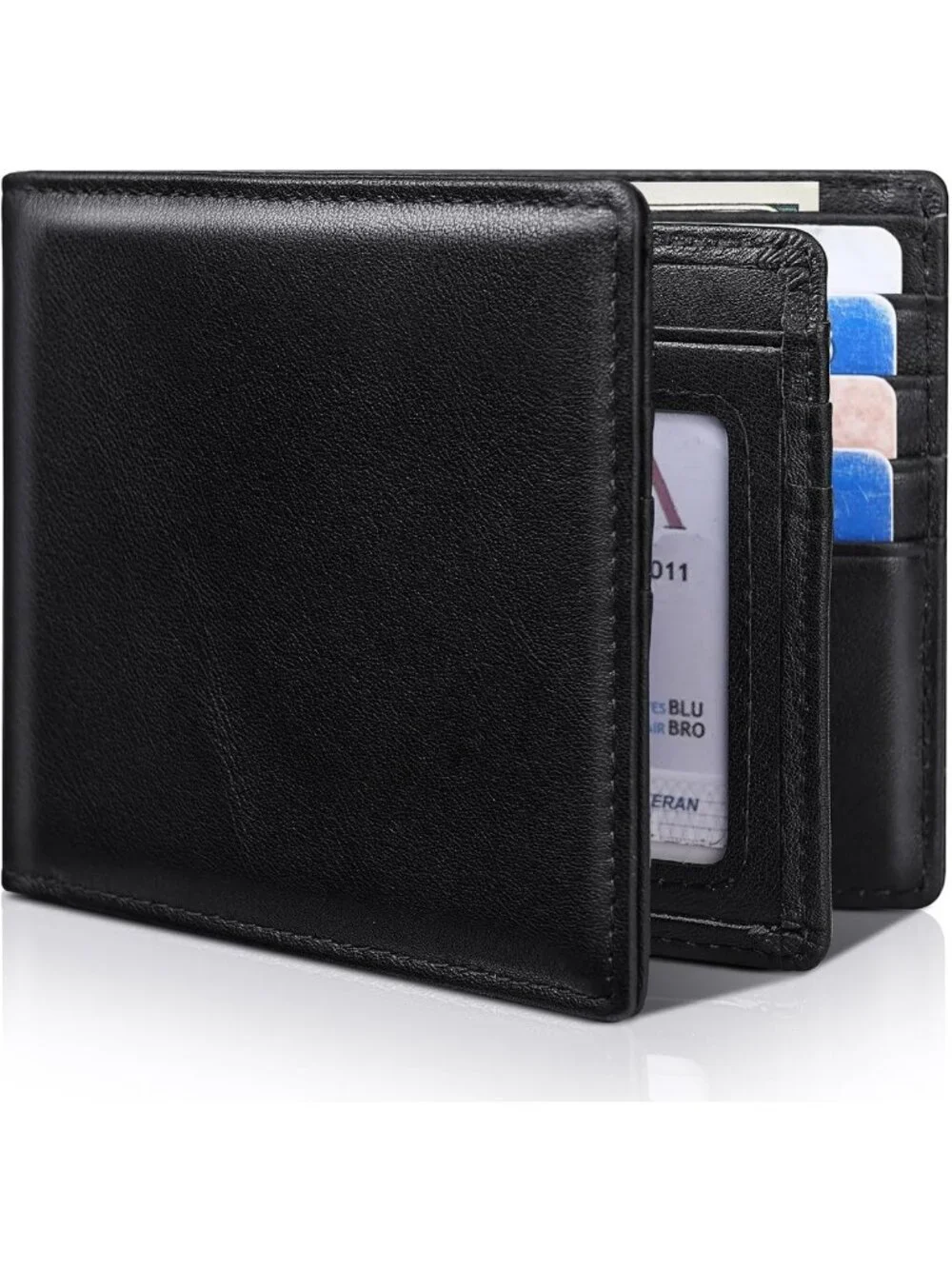 Genuine Leather Bifold Wallet for Men | RFID Blocking, 15 Card Holders, ID